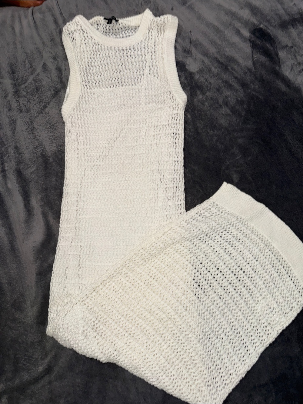 Express White Sleeveless Open-Knit Maxi Dress